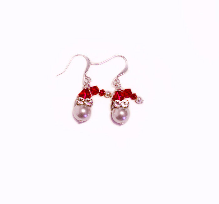 Christmas Earrings - Handmade with Swarovski Crystals and Pearls