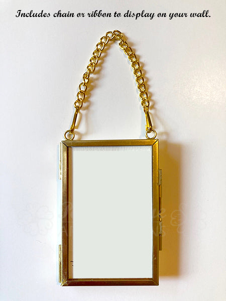 Framed mini botanical art prints include a chain or ribbon for display. View all print choices at PamelaSueArtandDesigns.com