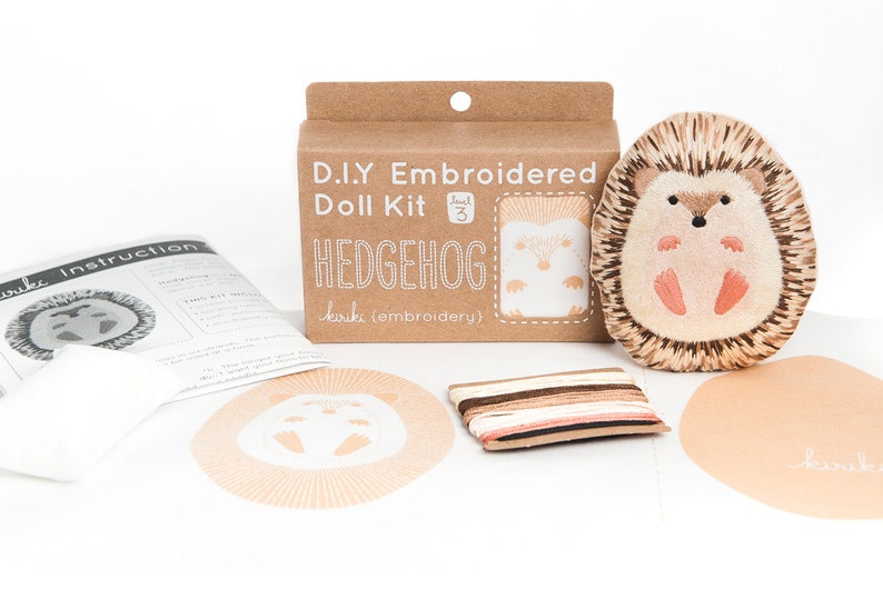 Hedgehog Embroidery Critter Kit and inclusions - available from Pamela Sue Art & Designs.com in Alaska.