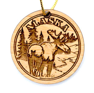 Moose birch ornament. Size 2 x 2 x 3/16. Birch ornament made in Alaska.