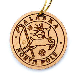Rudolph birch ornament. Size 2 x 2 x 3/16. Birch ornament made in Alaska.