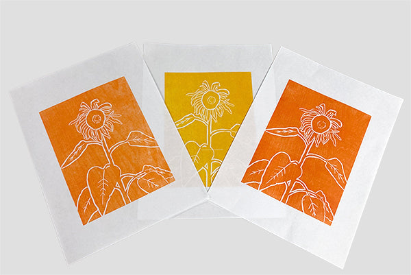 Sunflower orange - Alaska Woodcut Relief Prints