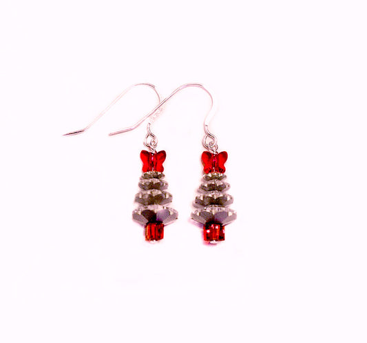 Christmas Earrings - Handmade with Swarovski Crystals and Pearls