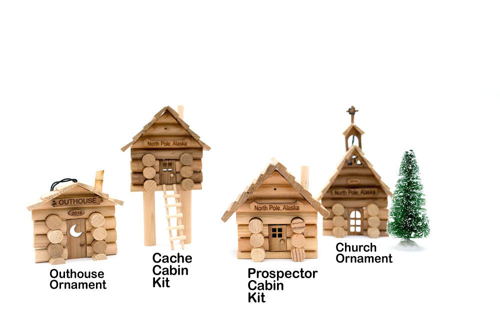 Log cabin kits for little ones to assemble, made from sustainable wood. Available from PamelaSueArtandDesigns.com - Alaska